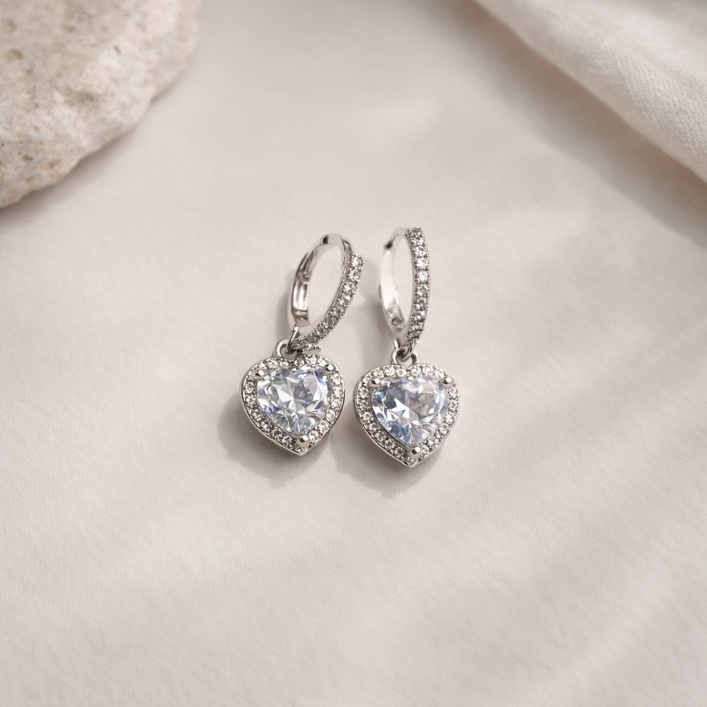 Silver heart bali earring