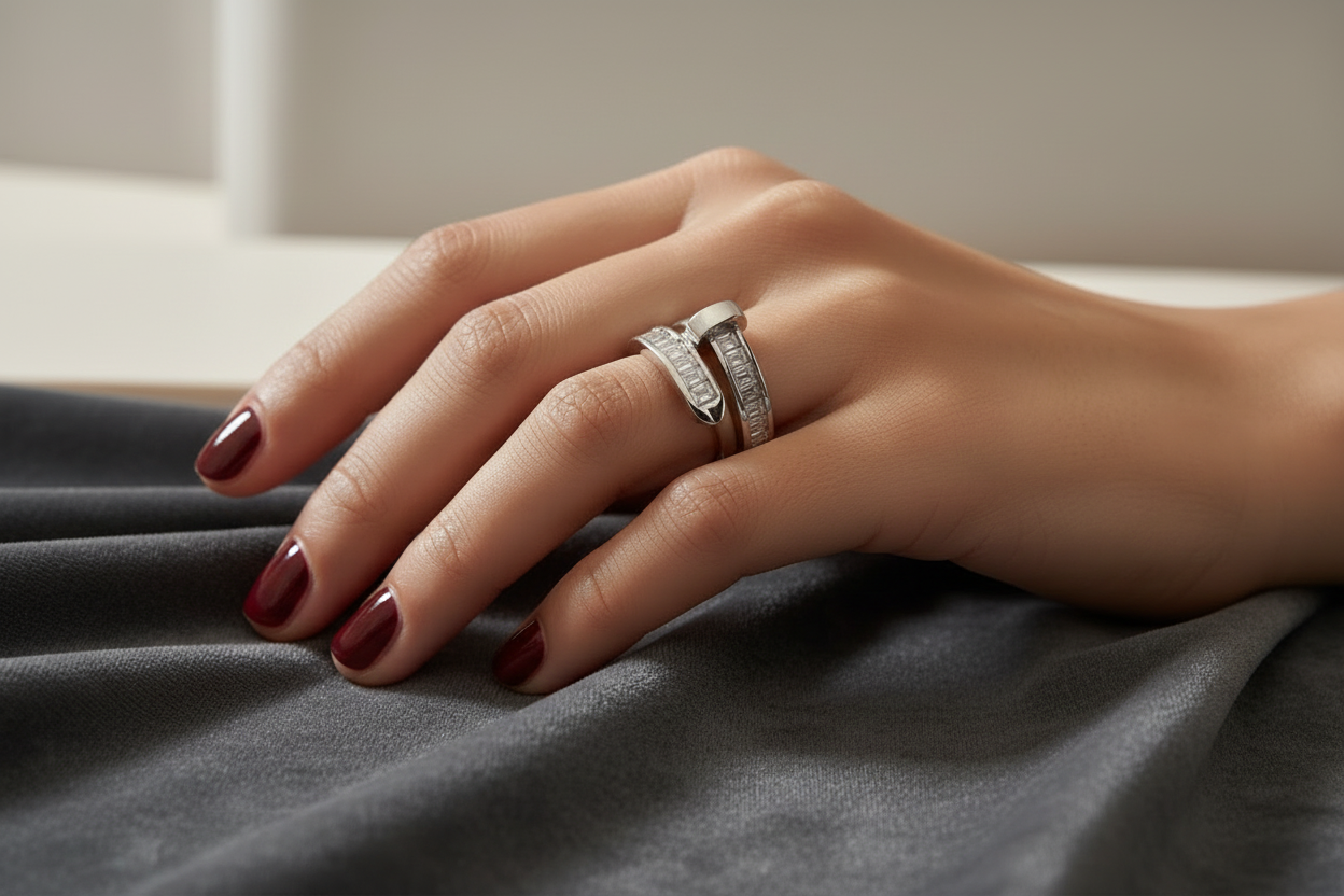 Nail baguette ring