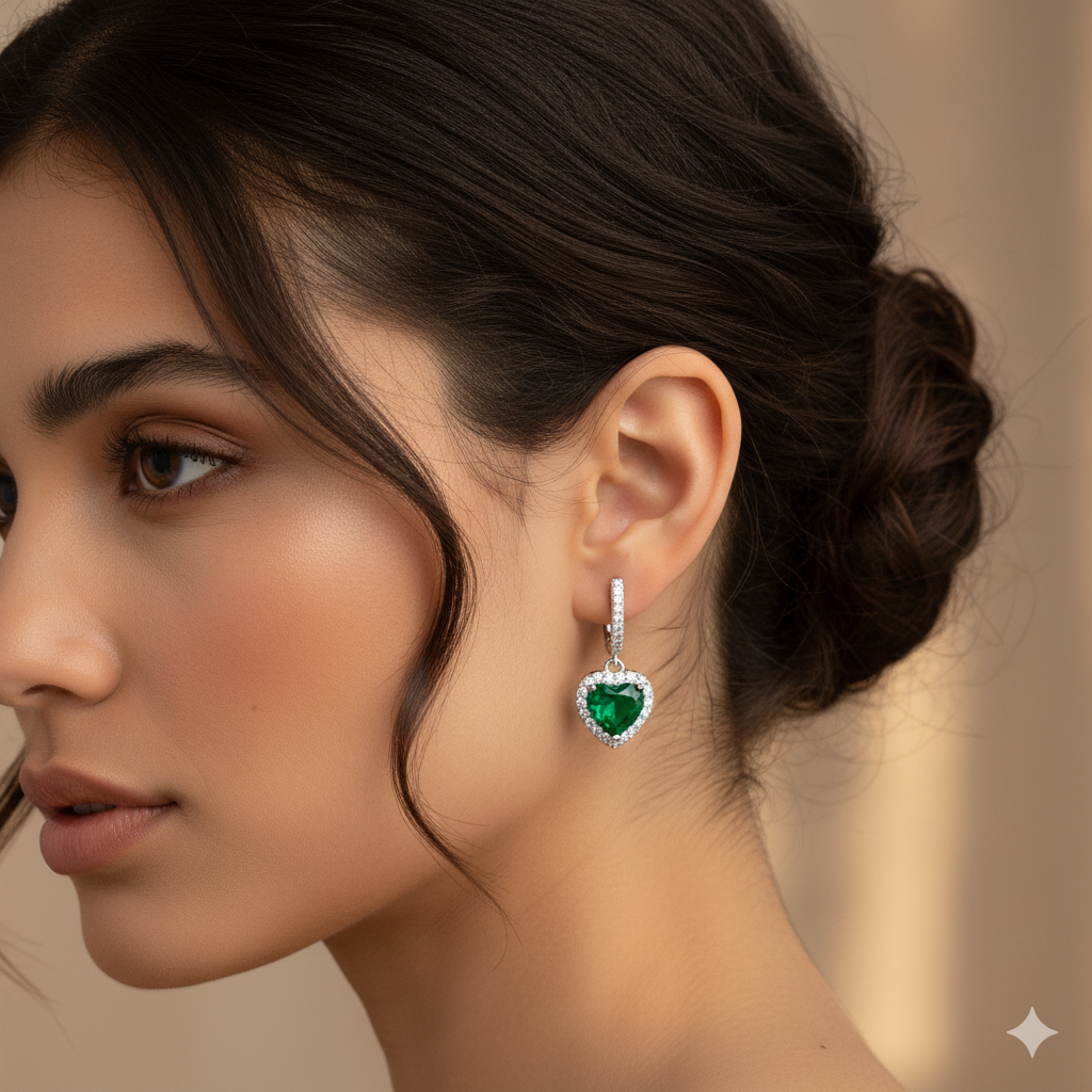 Silver heart bali earring